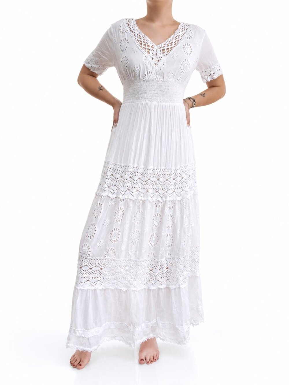 100% Cotton White Maxi Dress Size S